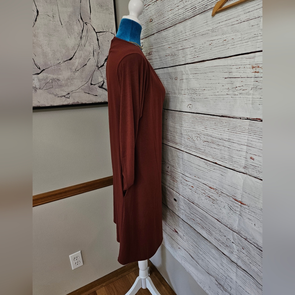 Zenana Long Sleeve Pocketed Casual Swing T-Shirt Dress Size 2x - Picture 6 of 16